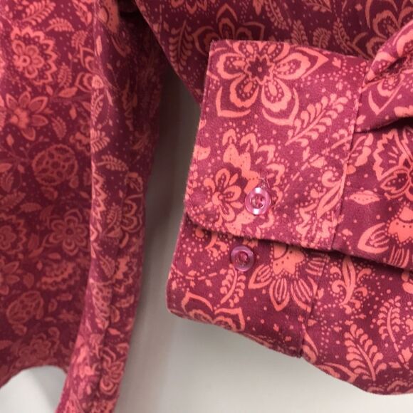 WOMAN WITHIN Long Sleeve Button Up Blouse Plus Sz 1X (22/24) Raspberry Pink Top - Picture 7 of 9